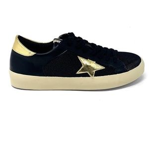 The Shu Shop Penny Black Gold Star Sneaker